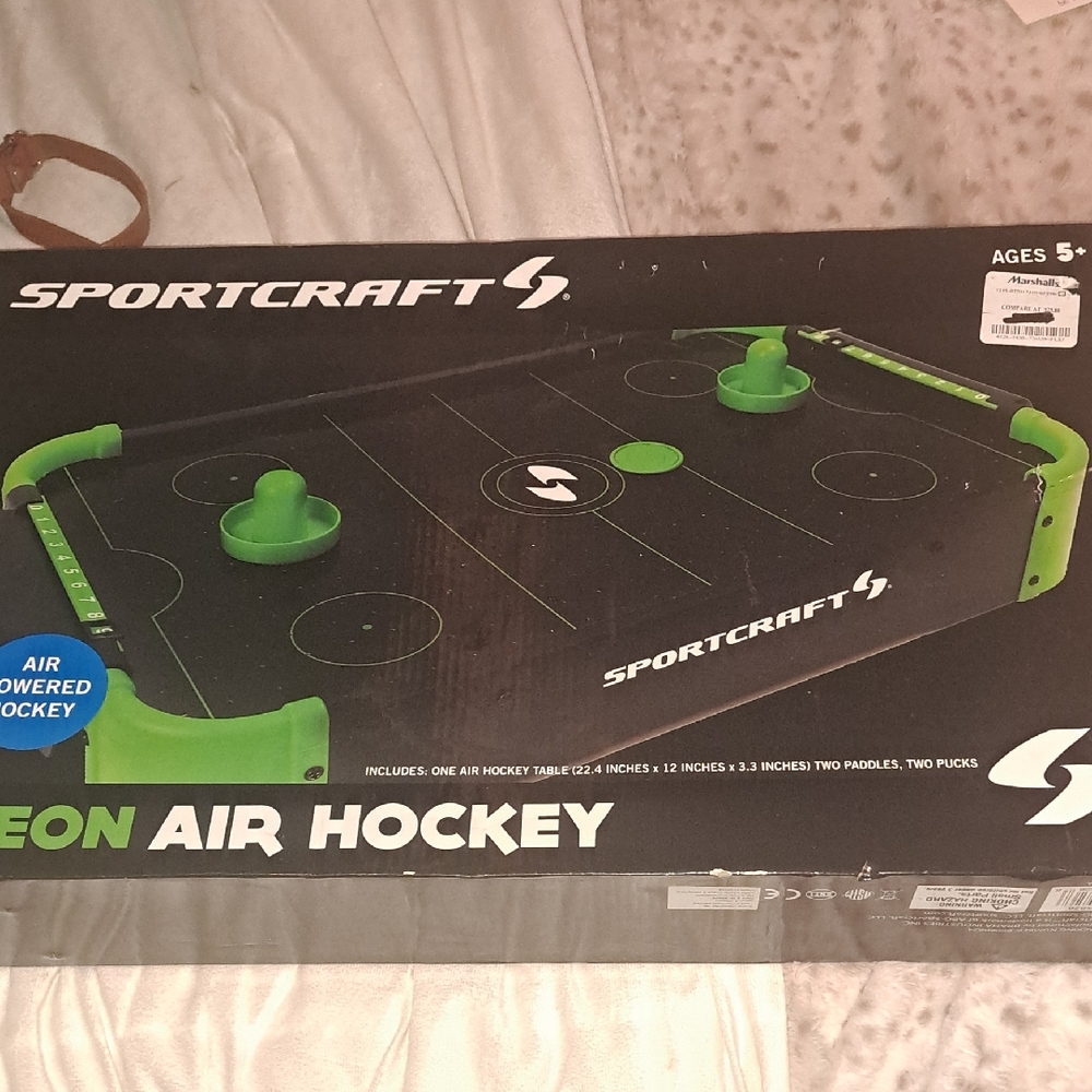 Sportscraft Neon Air Hockey Table - Black and Green